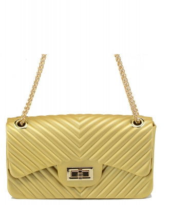 Cute Hot Trendy Chevron Jelly Bag 7064 GOLD